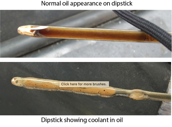 Milky engine oil on dipstick