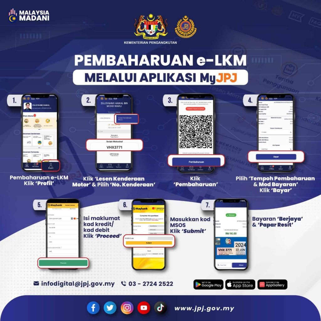 How to easily renew your JPJ roadtax / e-LKM directly through the MyJPJ app